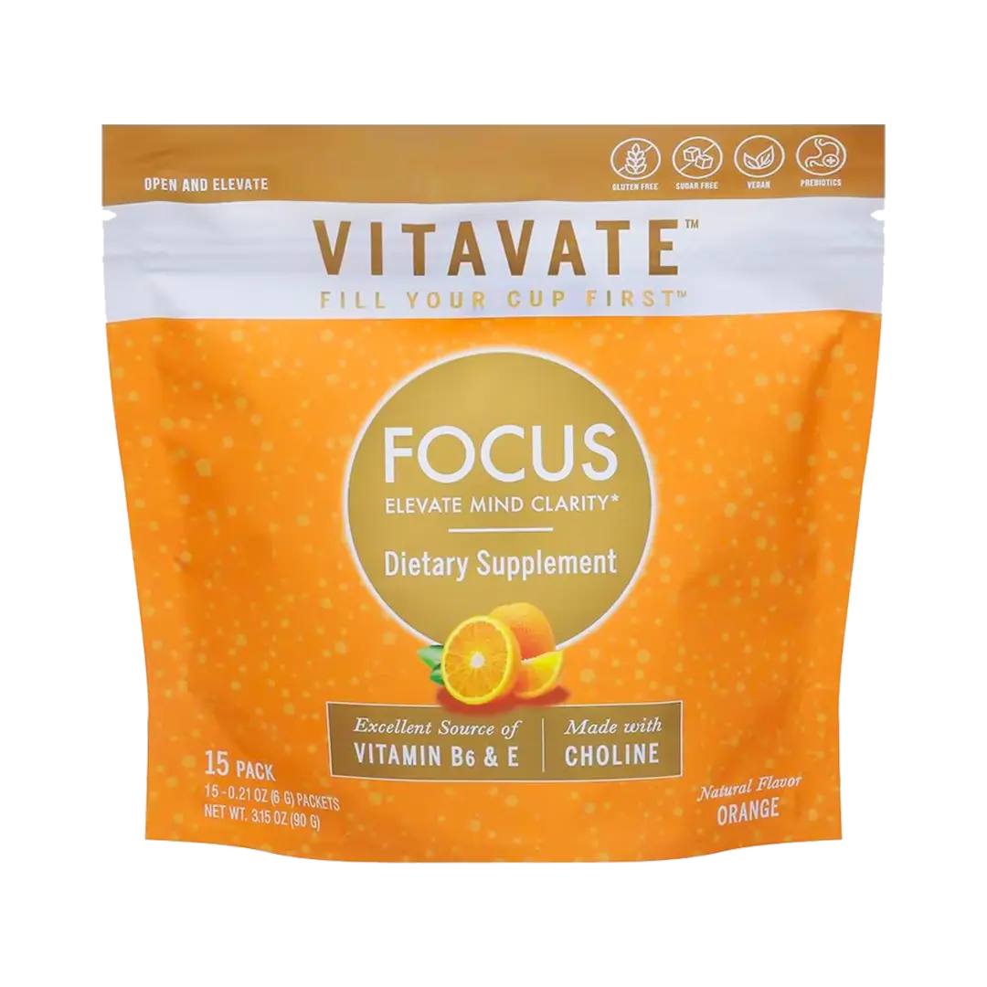 VITAVATE Focus: Caffeine-Free Drink Mix for Mental Clarity & Brain