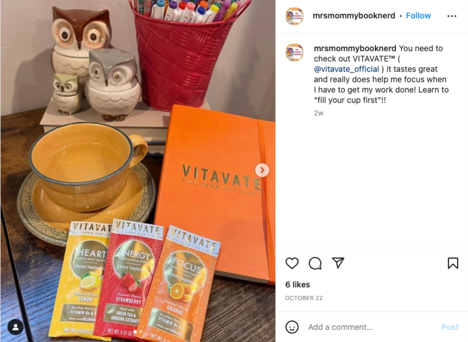 Checkout VITAVATE™ Featured On @mrsmommybooknerd on Instagram