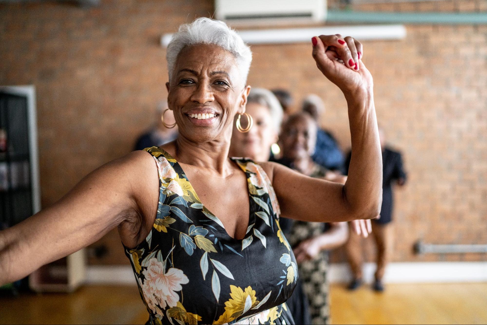 older woman in a dance class